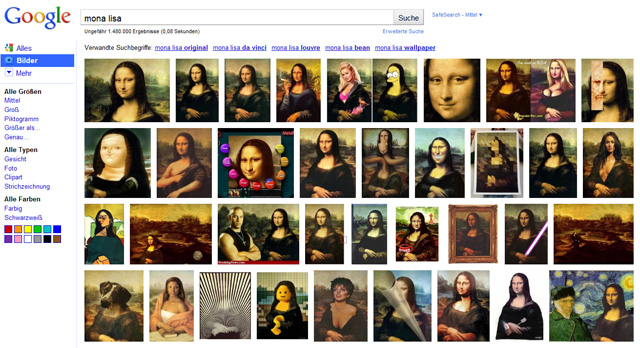 Google Bildersuche neu: Mona Lisa verwirrt